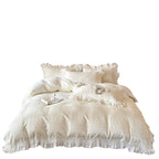 Ruffle Edge Bedding Set with Duvet Cover Sheet and Pillowcases