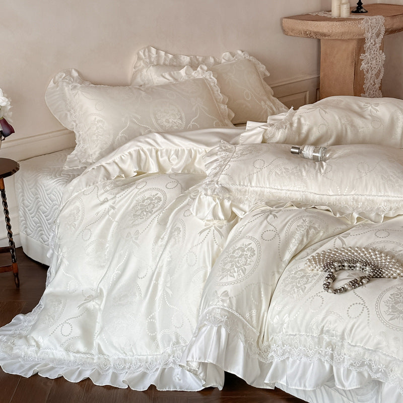 Ruffle Edge Bedding Set with Duvet Cover Sheet and Pillowcases