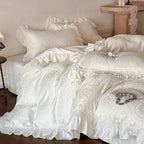 Ruffle Edge Bedding Set with Duvet Cover Sheet and Pillowcases