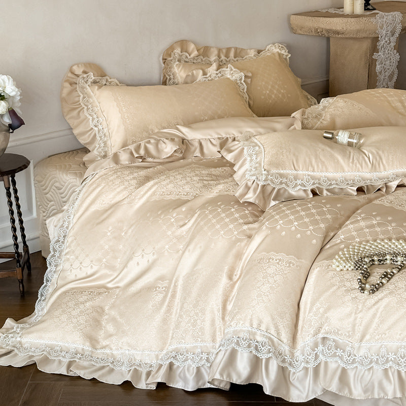 Ruffle Edge Bedding Set with Duvet Cover Sheet and Pillowcases