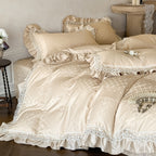 Ruffle Edge Bedding Set with Duvet Cover Sheet and Pillowcases