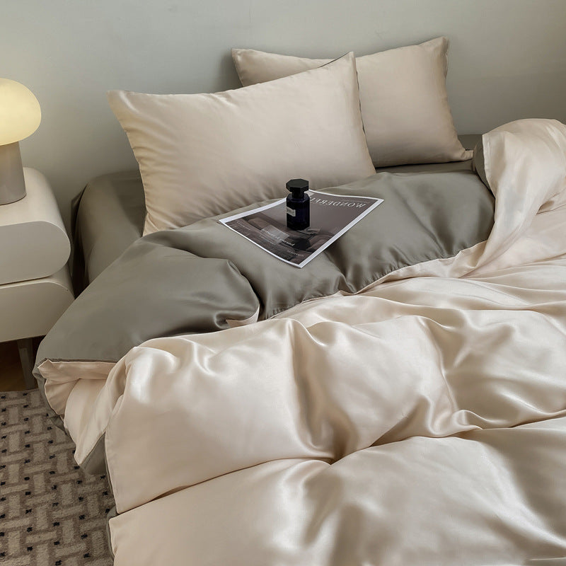 Silk Like Bedding Set with Duvet Cover and Sheet