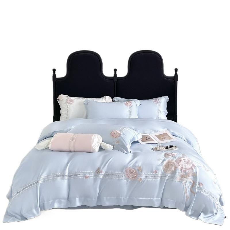Embroidered Cotton Bedding Set with Duvet Cover Sheet and Pillowcases
