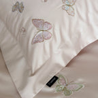 Long Staple Cotton Butterfly Embroidery Bedding Set with Duvet Cover Sheet and Pillowcases