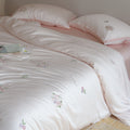 Tencel Botanical Embroidery Bedding Set with Duvet Cover Sheet and Pillowcases