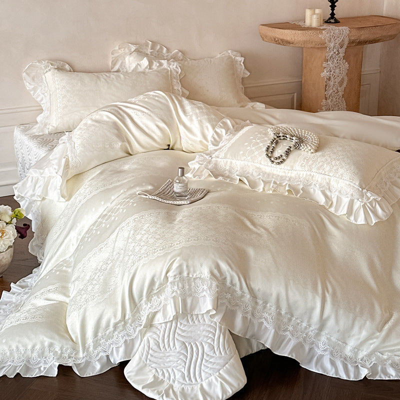 Ruffle Edge Bedding Set with Duvet Cover Sheet and Pillowcases