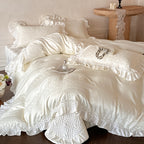 Ruffle Edge Bedding Set with Duvet Cover Sheet and Pillowcases