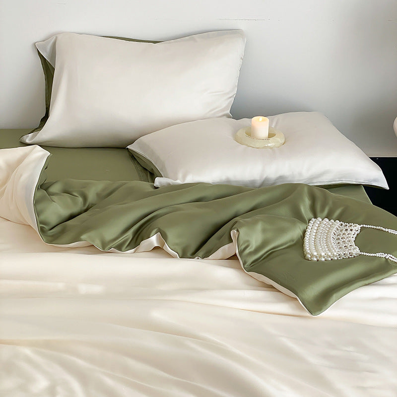 Silk Like Bedding Set with Duvet Cover and Sheet