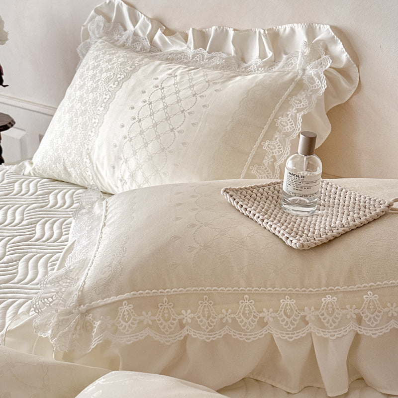 Ruffle Edge Bedding Set with Duvet Cover Sheet and Pillowcases