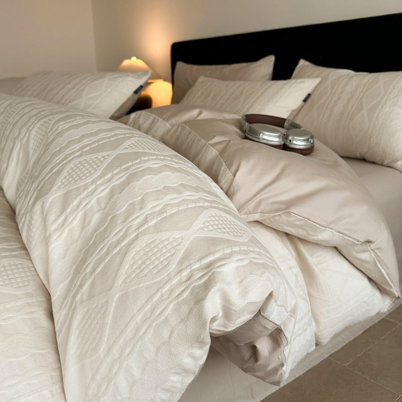 Cotton Bedding Set with Duvet Cover, Sheet and Pillowcase