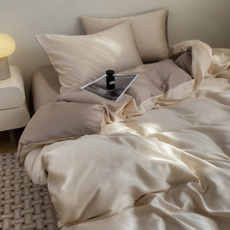 Silk Like Bedding Set with Duvet Cover and Sheet