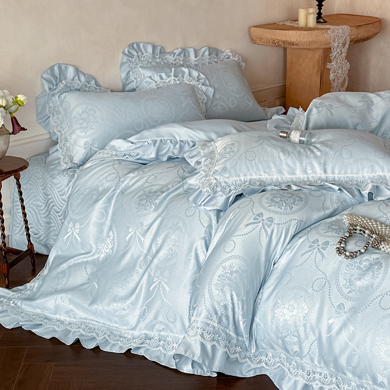 Ruffle Edge Bedding Set with Duvet Cover Sheet and Pillowcases