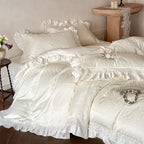 Ruffle Edge Bedding Set with Duvet Cover Sheet and Pillowcases