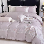 Embroidered Cotton Bedding Set with Duvet Cover Sheet and Pillowcases