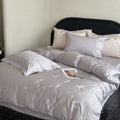 Long Staple Cotton Butterfly Embroidery Bedding Set with Duvet Cover Sheet and Pillowcases