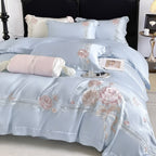Embroidered Cotton Bedding Set with Duvet Cover Sheet and Pillowcases