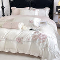Embroidered Cotton Bedding Set with Duvet Cover Sheet and Pillowcases