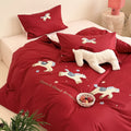 Floral Embroidery Cotton Bed Linen Set with Duvet Cover and Pillowcases