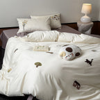 Floral Embroidery Cotton Bed Linen Set with Duvet Cover and Pillowcases