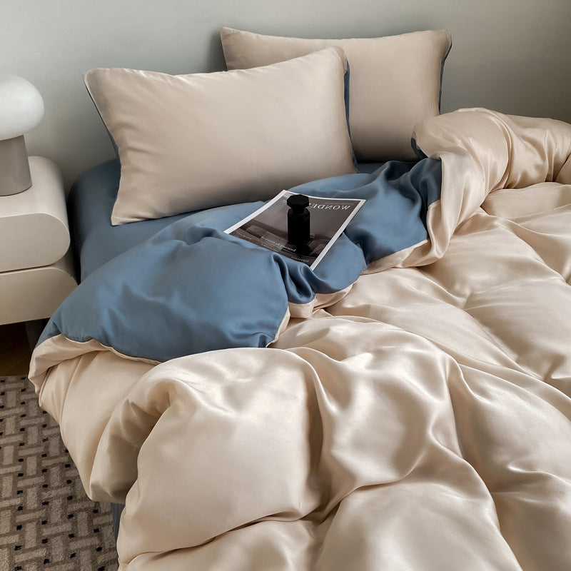 Silk Like Bedding Set with Duvet Cover and Sheet