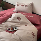 Floral Embroidery Cotton Bed Linen Set with Duvet Cover and Pillowcases